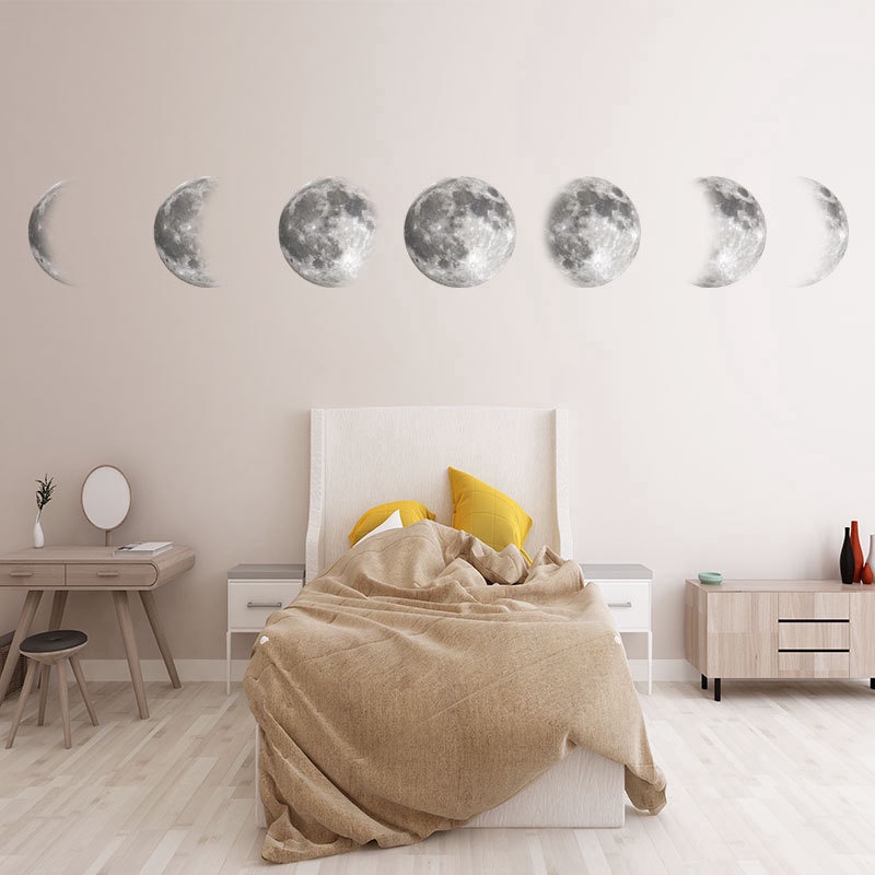 Moon Phase Chart Wall Stickers Modern Art Vinyl Decal Wall Mural