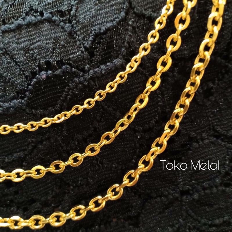 KALUNG TITANIUM RANTAI NORI UNTUK PRIA/WANITA ANTI KARAT WARNA SILVER &amp; GOLD DM 3 MM [ TOKO METAL ]