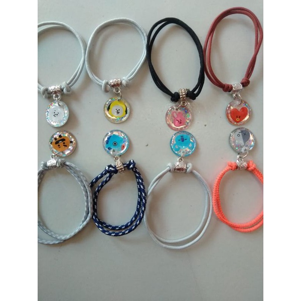 gelang bts/bt21 varian gelang tali bandul resin, karet#cartinhy