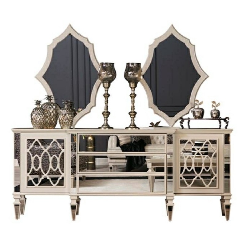 Bufet hias motif 2 cermin mewah