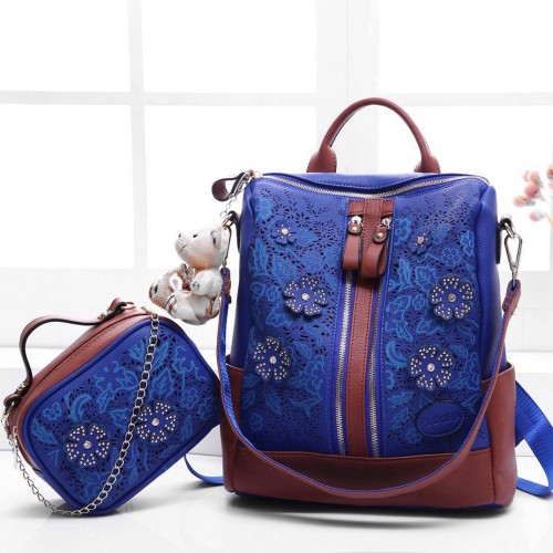 214-44 tas branded Eldora ransel set 2in1 flowers tas branded backpack murah batam