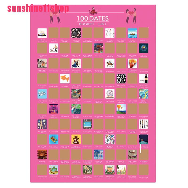 Poster Top 100 Things to lovers Do Dating List Scratch Off Untuk Valentine