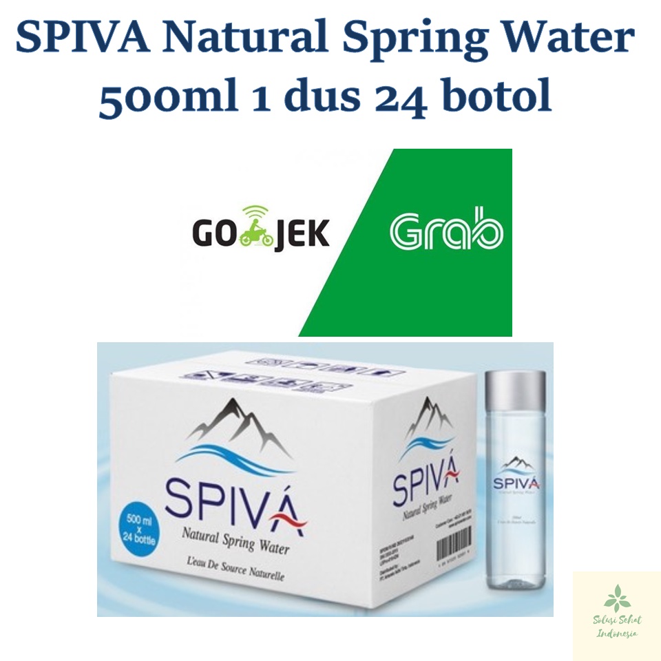 

SPIVA Natural Spring Water 500ml 1 dus 24 botol Air Mineral Alami Rejuvenating BPOM SNI Halal GOjek Grab BlueBird