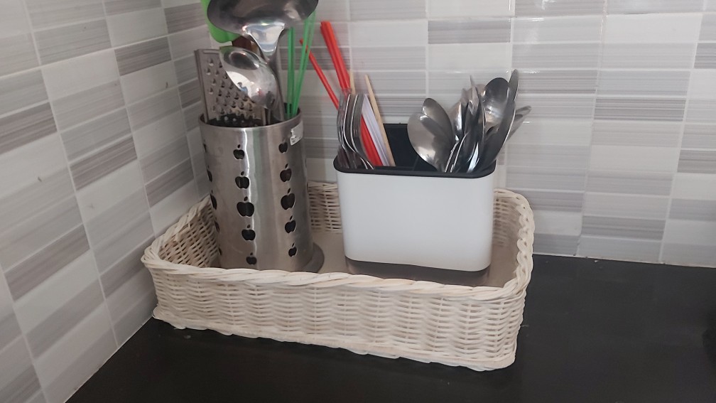 Tempat Sendok Garpu Sumpit Spatula Rak Dapur Alat Makan Masak Anti Air - Abu