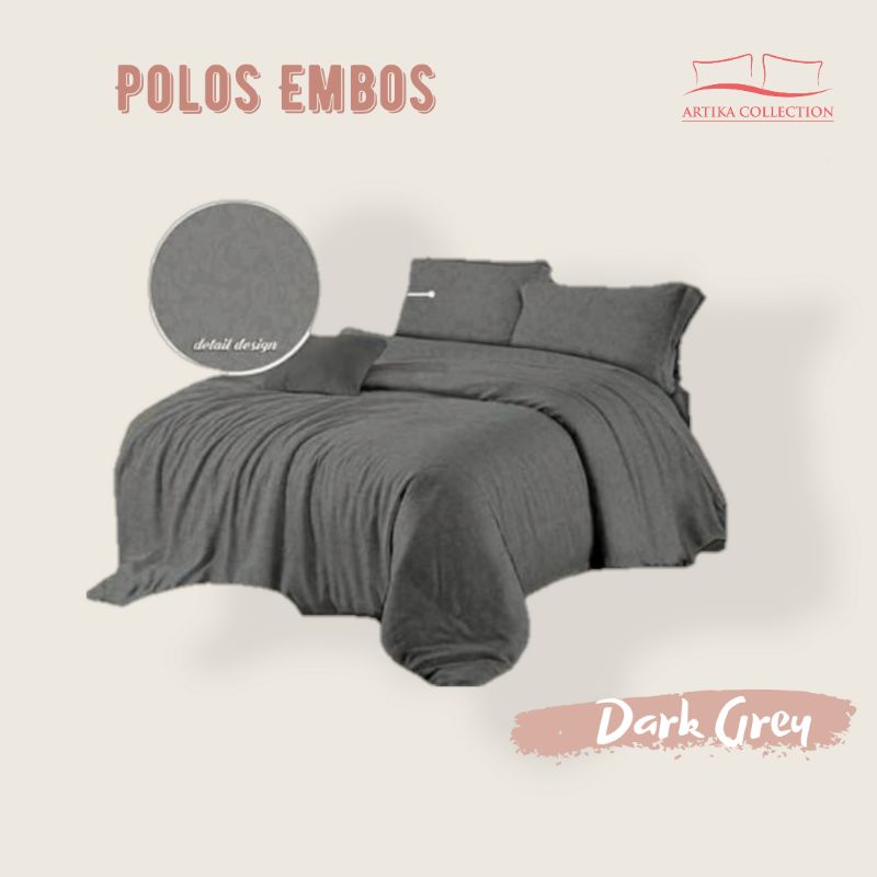 SEPRAI POLOS EMBOS DARK GREY ABU SINGLE KING QUEEN SIZE SEPREY SPREI AESTETIK AESTETHIC