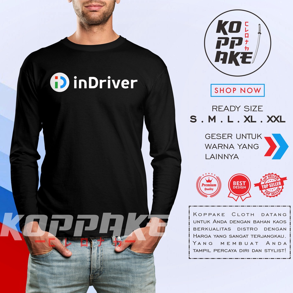 Kaos InDriver Logo Lengan Panjang Baju Perusahaan