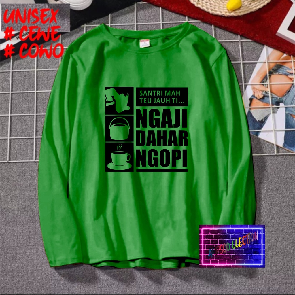 COD/ KAOS NGAJI DAHAR NGOPI SANTRI /KAOS TULISAN/KAOS SANTRI KEKINIAN/KAOS DAKWAH/KAOS ISLAM/SANTRIWATI/KAOS HITS 2022/KAOS BERGAMBAR KAOS EKSPRESI KAOS PRIA TSHIRT WANITA Santai Crew Neck V-Neck Slim-fitting Polos Setrip Hitam Putih Crew Neck