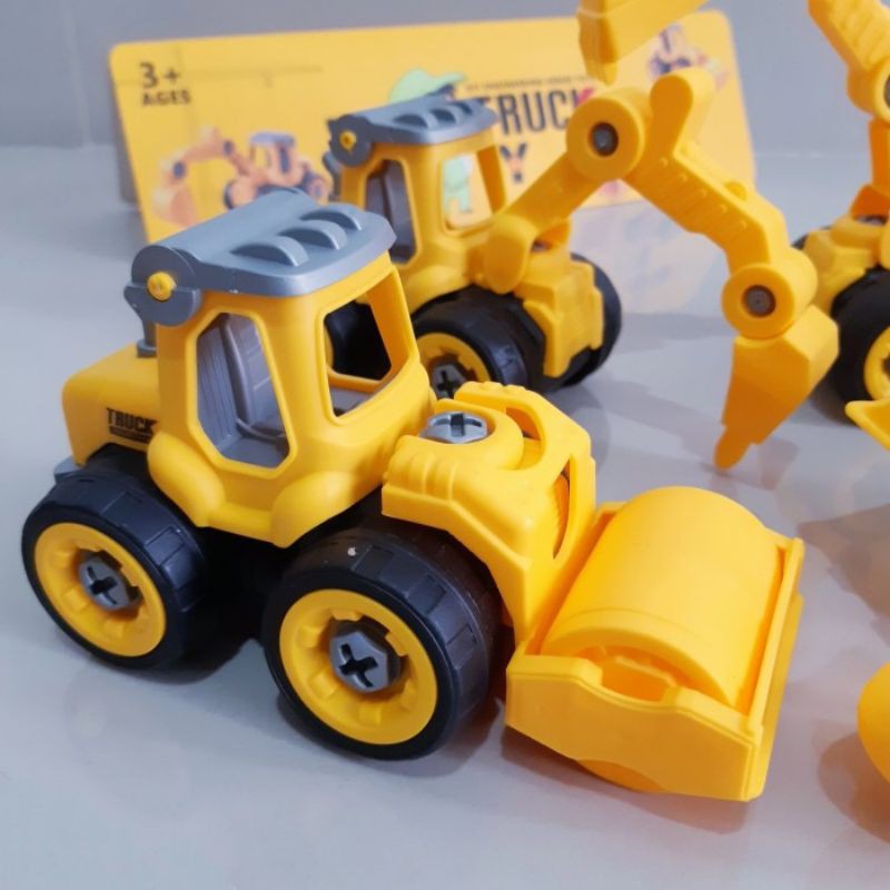 Mainan DIY Set Kendaraan Kontruksi - Miniatur Mobil Truk Anak Diecast