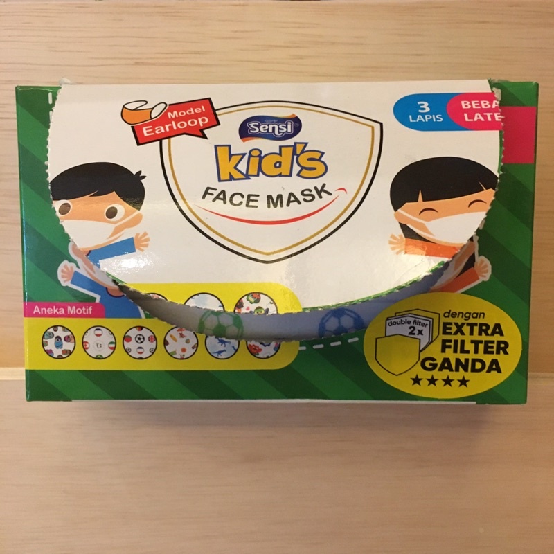 Preloved SENSI Face Masker Mask Muka Anak SENSI Kids Earloop Motif Karakter Bola