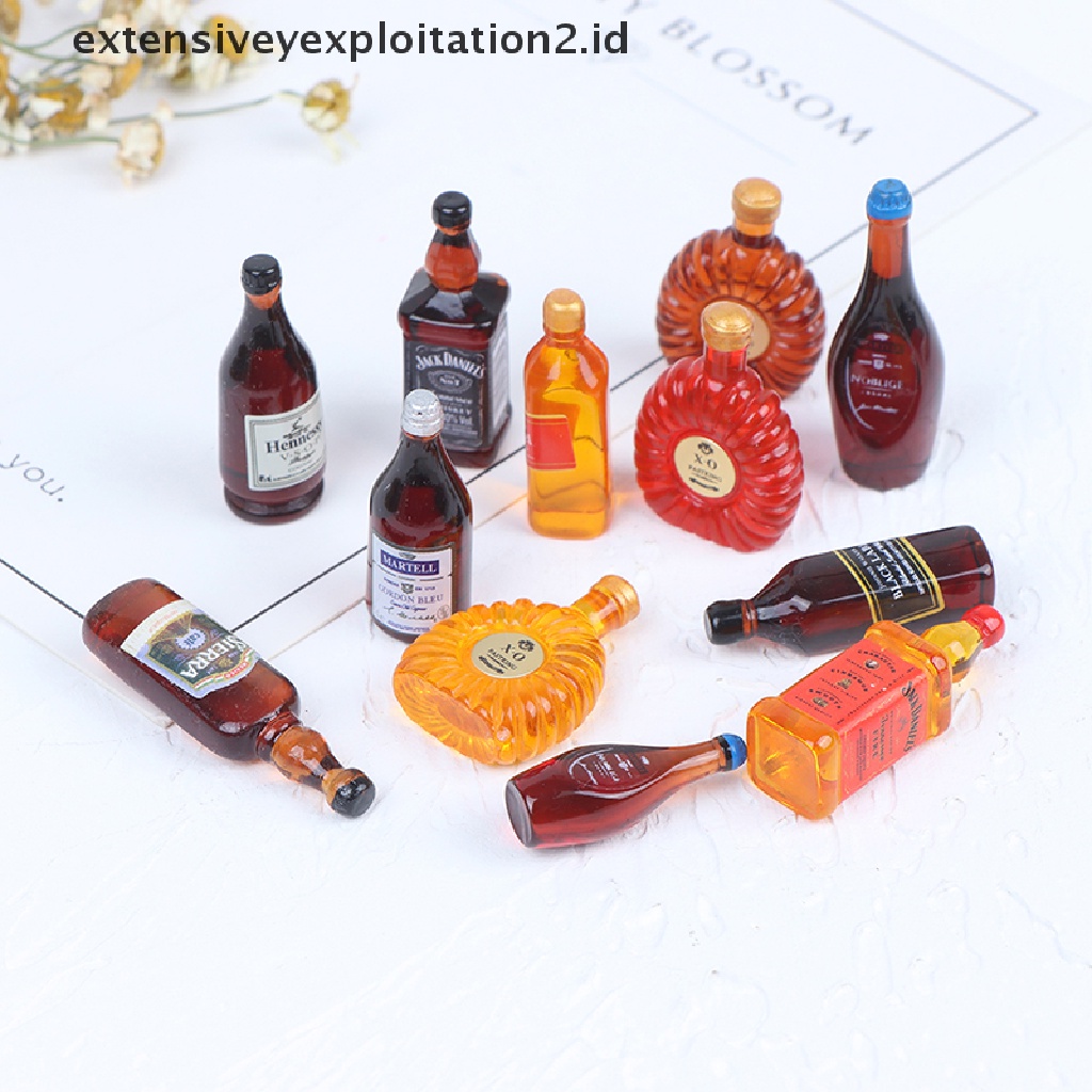 10pcs Miniatur Botol Minum Skala 1: 12 Untuk Dapur Rumah Boneka