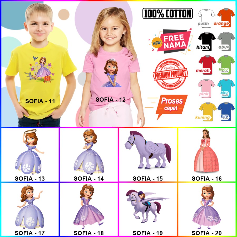 Baju Kaos ANAK DAN DEWASA SOFIA COUPLE (FREE NAMA)