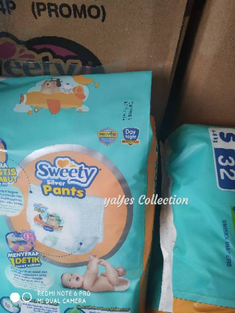 Sweety silver pants L54 M60 size L 54 M isi 60  popok bayi day night celana diaper swety diapering