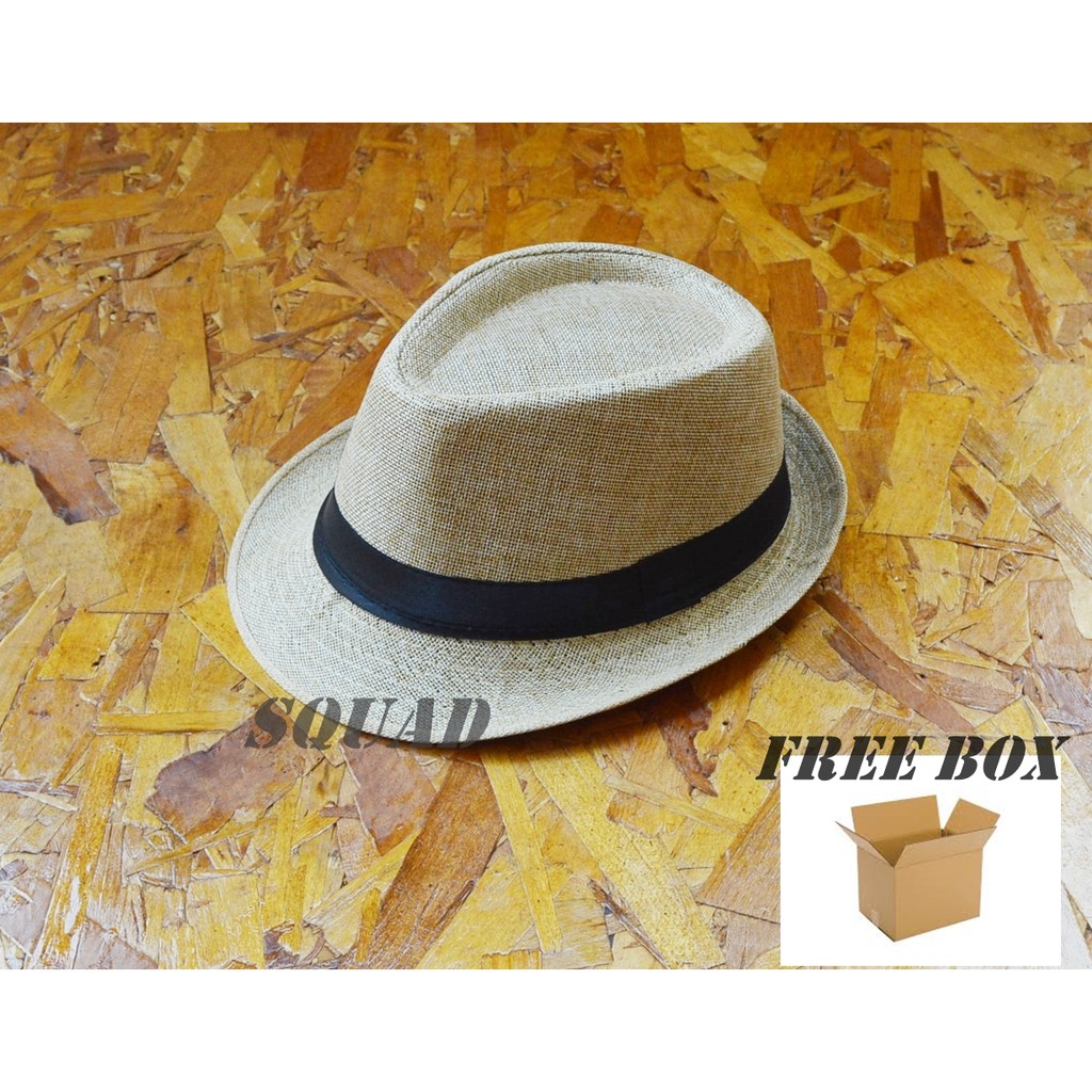 topi koboy pria /topi cowboy / topi fedora /topi fedora jerami cowboy free box