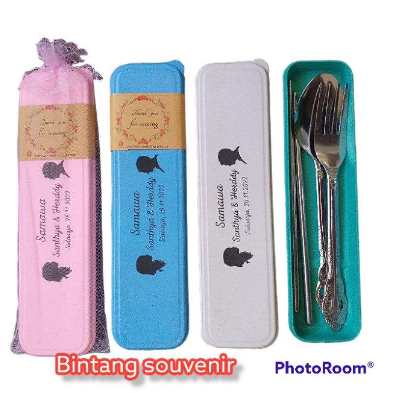 souvenir sendok garpu sumpit wayang kemas box