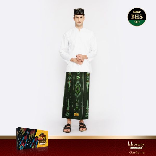 Sarung ATLAS Idaman 555 Harmoni Motif BHS SID Hijau Olive