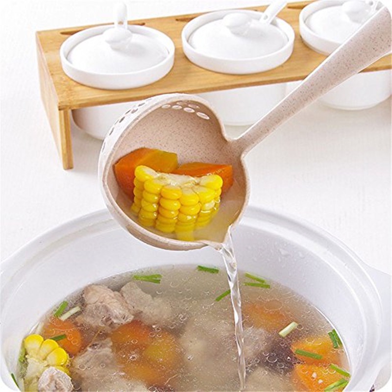 Sendok Sup Bubur 2 In 1 Dengan Saringan Skimmer Panjang Untuk Peralatan Dapur