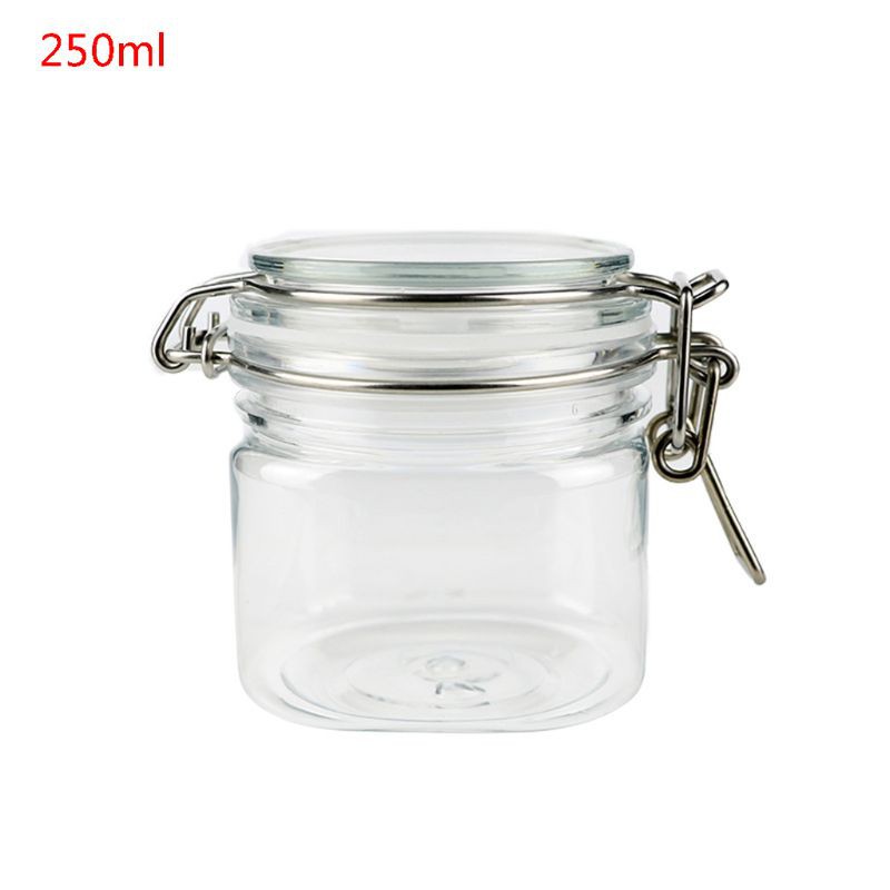 Livi 250ml Plastic Square Clip Top Storage Jar With Airtight Seal
