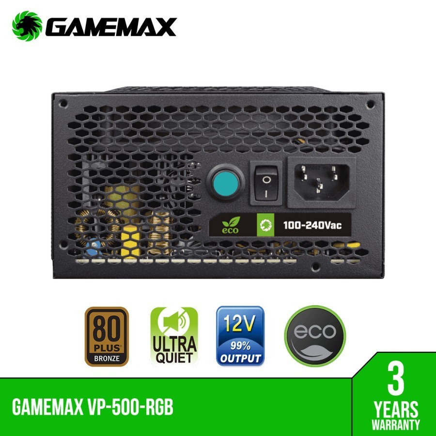 GameMax VP-500-RGB Power Supply 500W 80+ Bronze PSU 500 Watt Ori