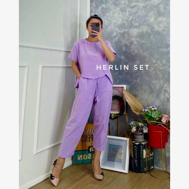 ALFAZZA Herlin Set Wanita Crinkle Airflow Kekinian