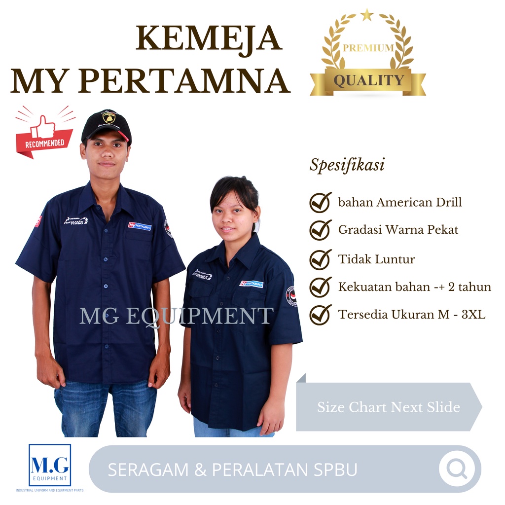 Kemeja My Pertamina Pria Wanita Bahan Venosa American Drill