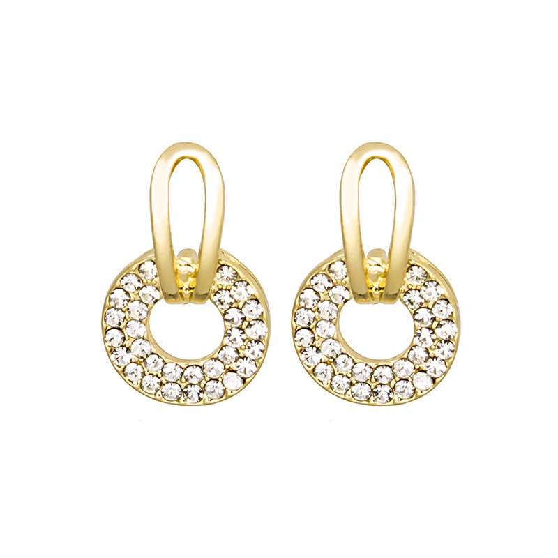 Anting Tusuk Sterling Silver 925 Desain Lingkaran Zicorn Warna Emas Untuk Wanita