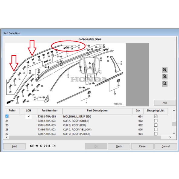 Karet List Roof Atap Bagian Atas Memanjang Sampai Samping Kaca Depan Honda CRV gen4 gen 4 gen.4 2013