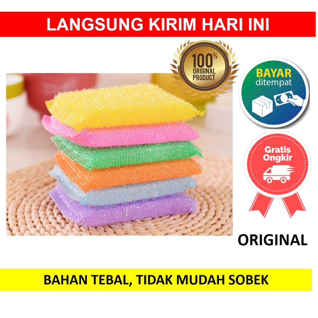 TERMURAH { COD } SPON/Spons Cuci Piring isi 4pcs - Sponge Cuci Piring Sabut 4IN1