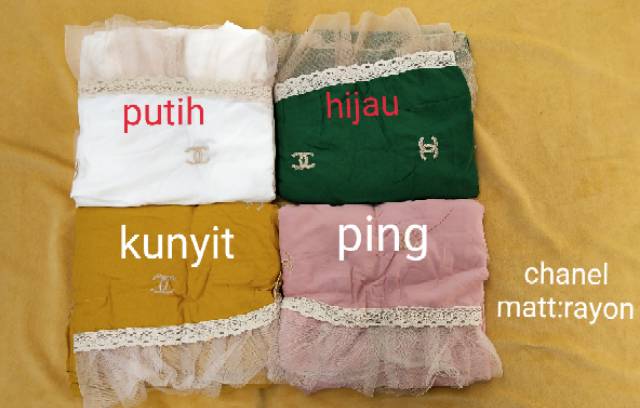 Mukena chanel bahan rayon  renda double  tile