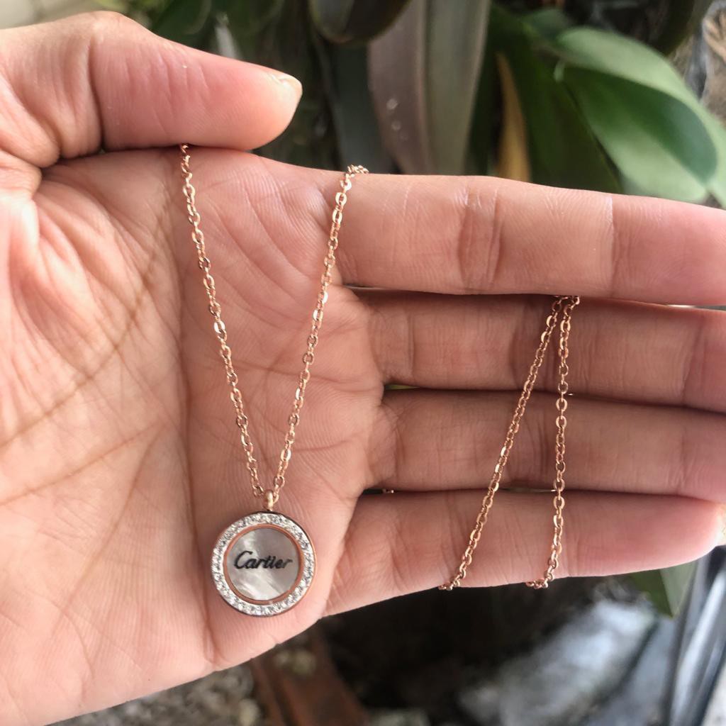 Kalung KNJ0068 -  Kalung Titanium 316L Cartier Liontin Putih Kalung Fashion Wanita Korea