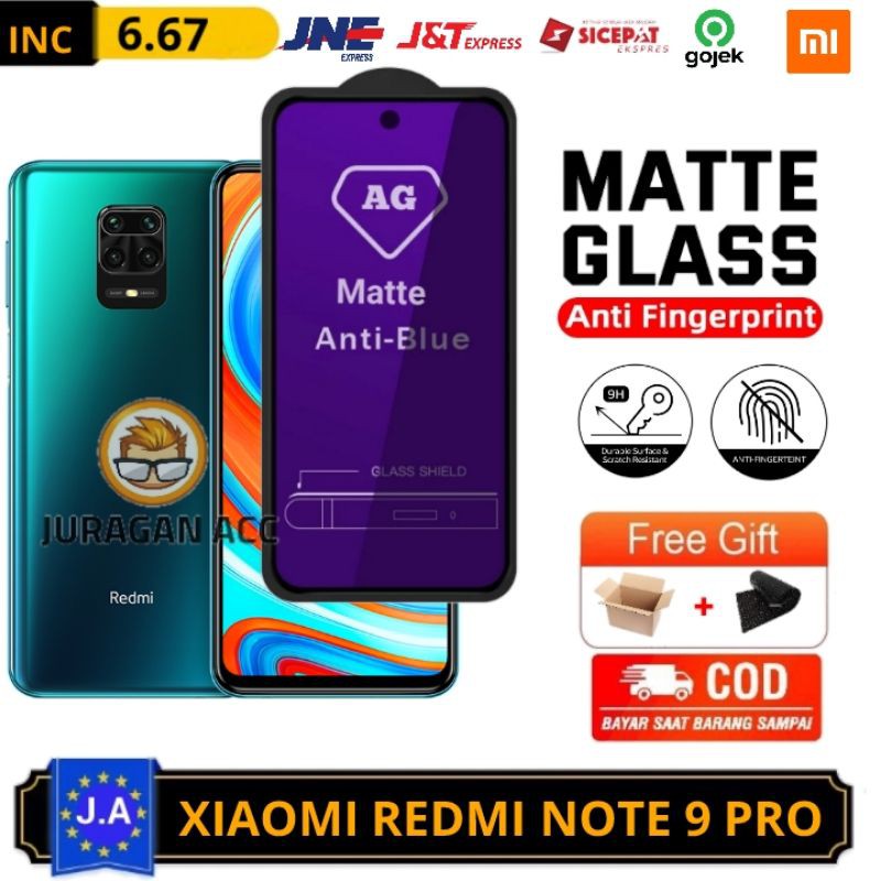 Tempered Glass Full Anti Minyak Blue Matte Xiaomi Redmi Note 9 PRO TG Anti Radiasi Redmi Note 9PRO