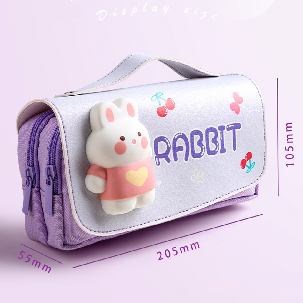 Gelasa Kotak Pensil Anak Tenteng 3D Squishy Rabbit Cute Flower Dear