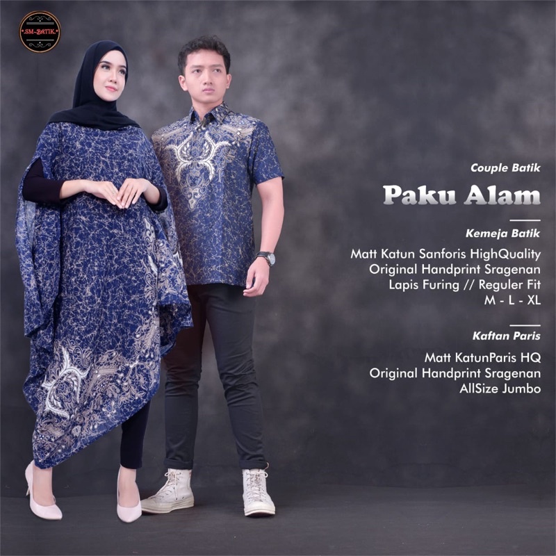 PAKU ALAM PEN SET COUPLE KEMEJA BAJU BATIK PRIA ATASAN LENGAN PENDEK KATUN HALUS LAPIS FURING dan KA