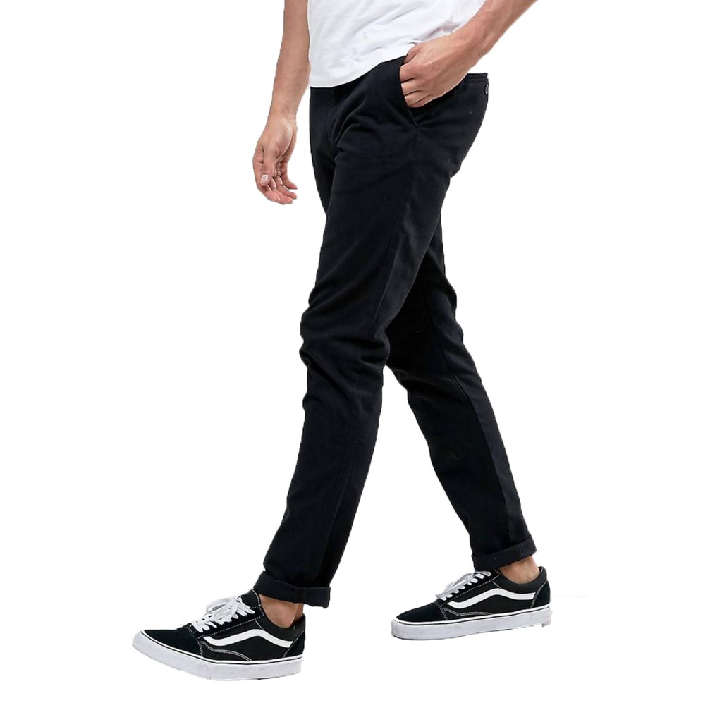 Zebestore Celana  Chino Hitam Black Simple Celana  Polos 