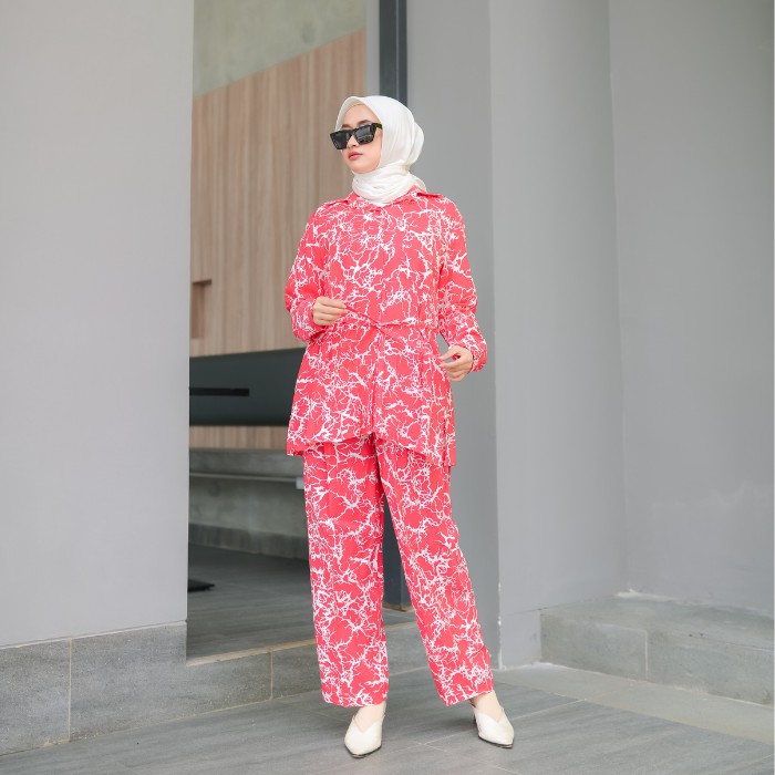 BAJU TIDUR PAJAMAS RAYON VISCOSE KEMEJA KATUN RAYON WANITA KEKINIAN FREE MASKER-BULGANDI