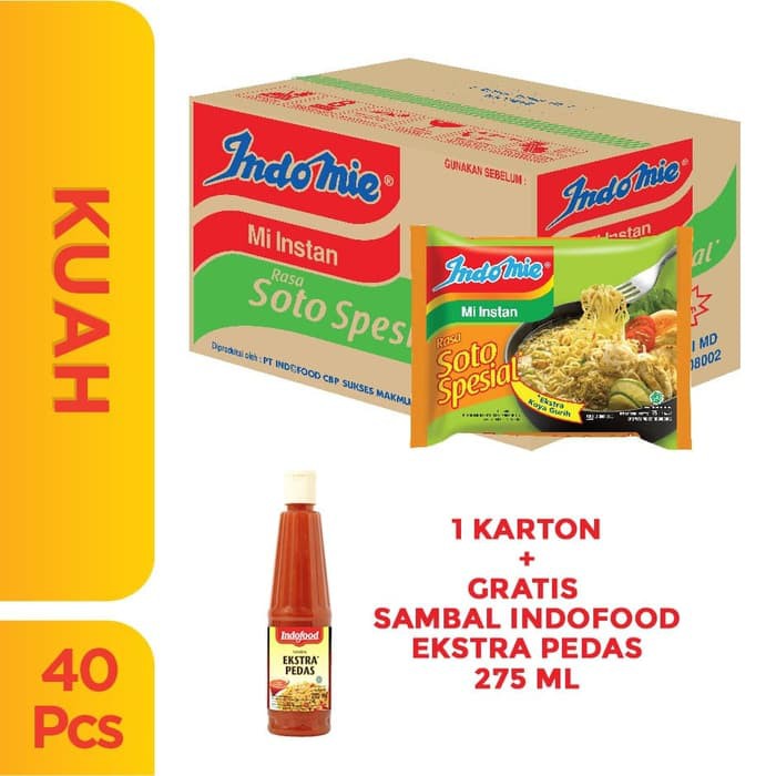 

PROMO 1 DUS ISI 40 PCS - INDOMIE SOTO SPESIAL+ FREE SAMBAL INDOFOOD TERMURAH