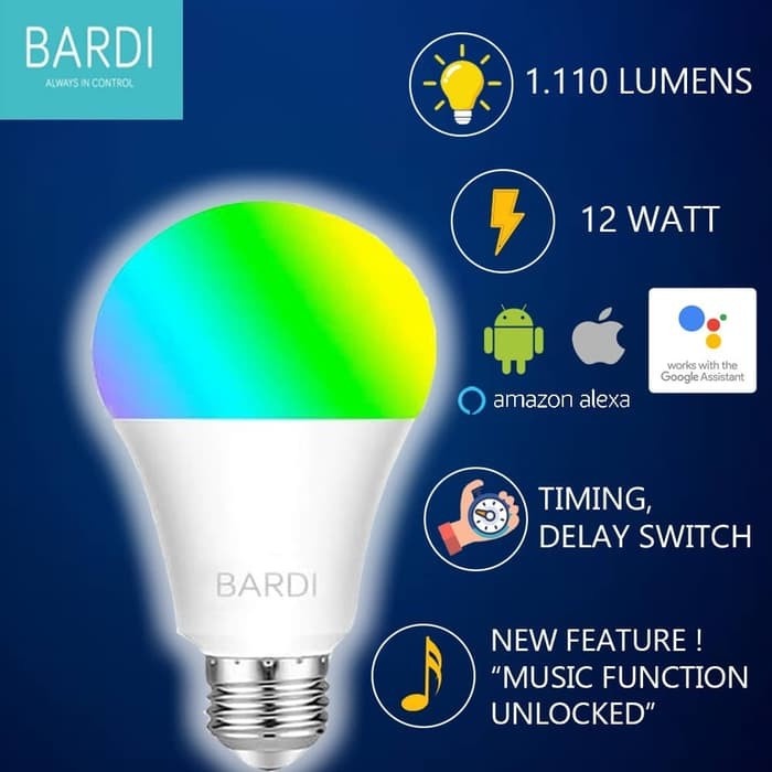 BARDI Smart 12W LIGHT BULB RGBWW Wifi Wireless IoT For Home Automation