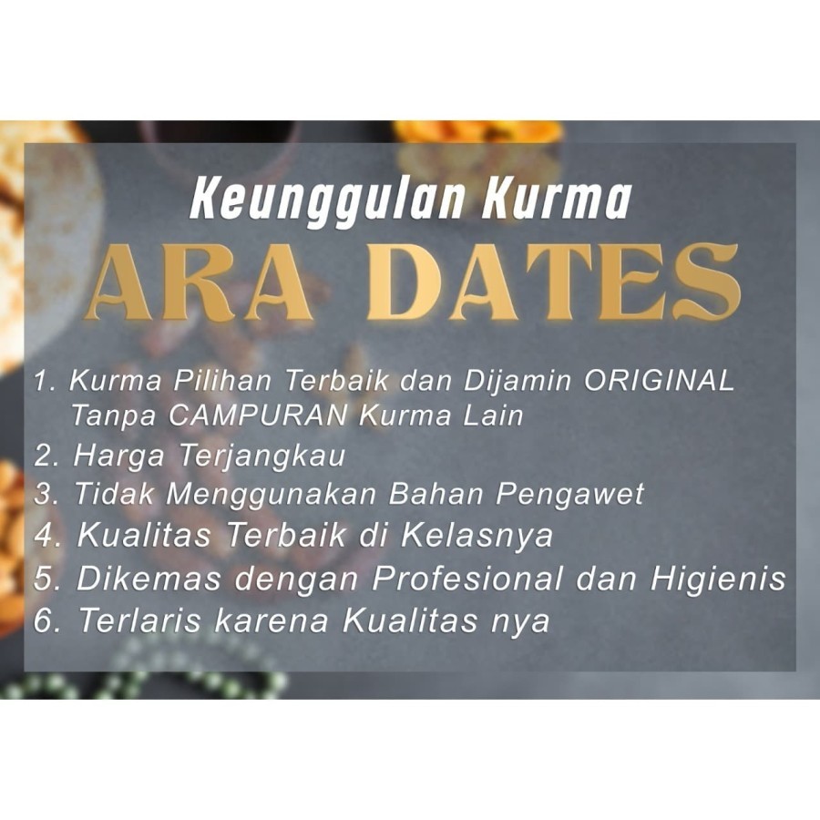 Kurma Sukari Ember ARA DATES 750 Gram Sukari PREMIUM Quality