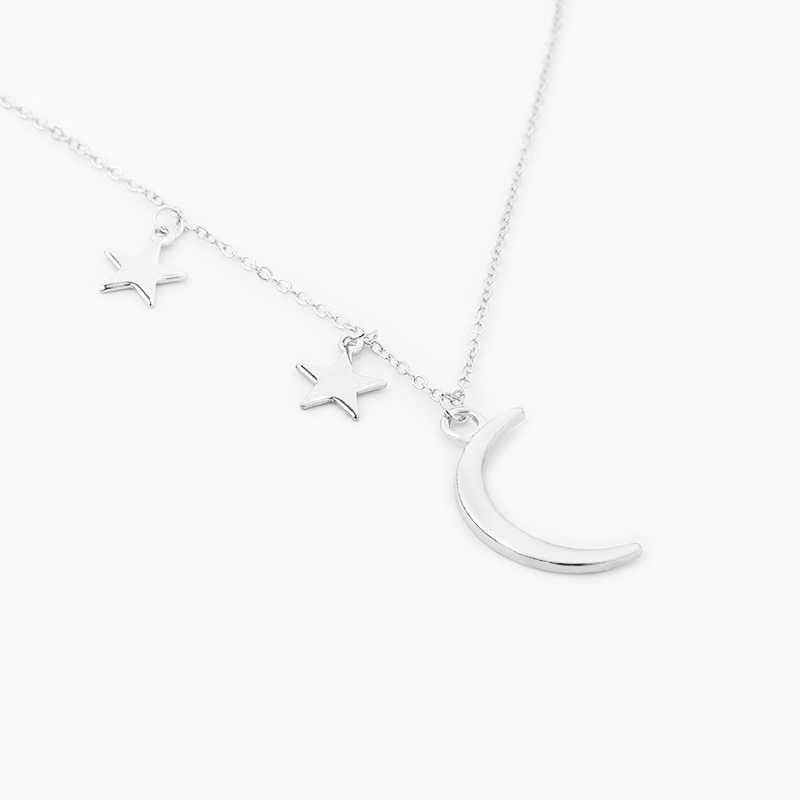 Kalung Wanita Necklace Pasangan Romantis Bintang Bulan Logam Kombinasi Kalung Klavikula Perempuan