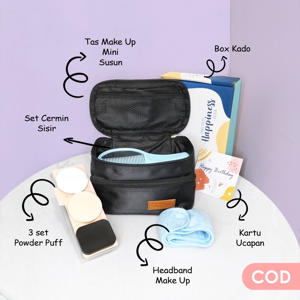 Hampers kado surabaya set tas make up organizer susun pouch kosmetik travel organizer tas alat rias murah