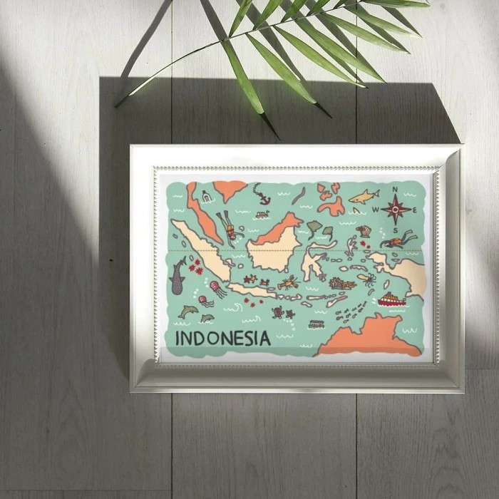 

Indonesia Pictorial Map Art Print A4 Size 21x29.7 cm - No Frame