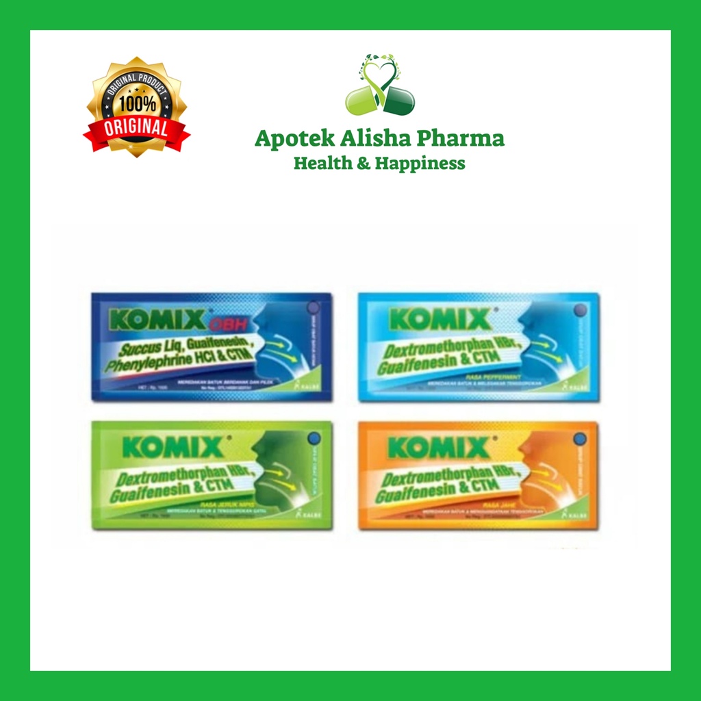 Komix Jahe / Pippermint / OBH / Jeruk Nipis / 10 Sachet - Komik Sirup Obat Batuk Kering / Berdahak