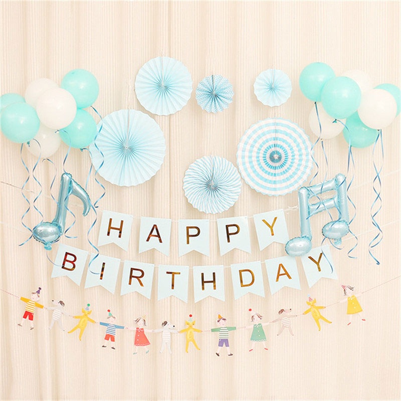 COD✨Banner Happy Birthday Fishtail Pull Flag Huruf Dekorasi Spanduk Pesta Ulang Tahun Anak-anak 16x11.5cm