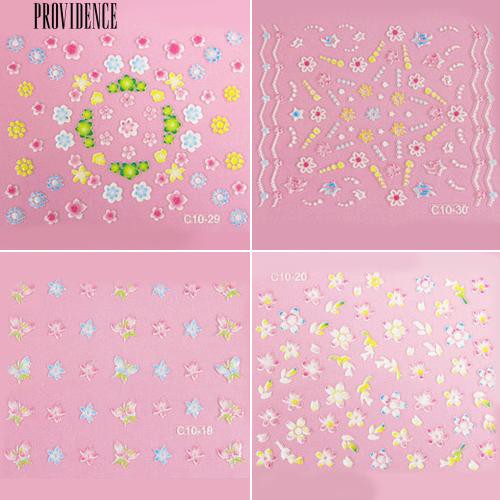 [Bayar Di Tempat] 50 Pcs Desain 3D Nail Art Sticker Tips Bunga Kupu-kupu Manicure Beauty Decals