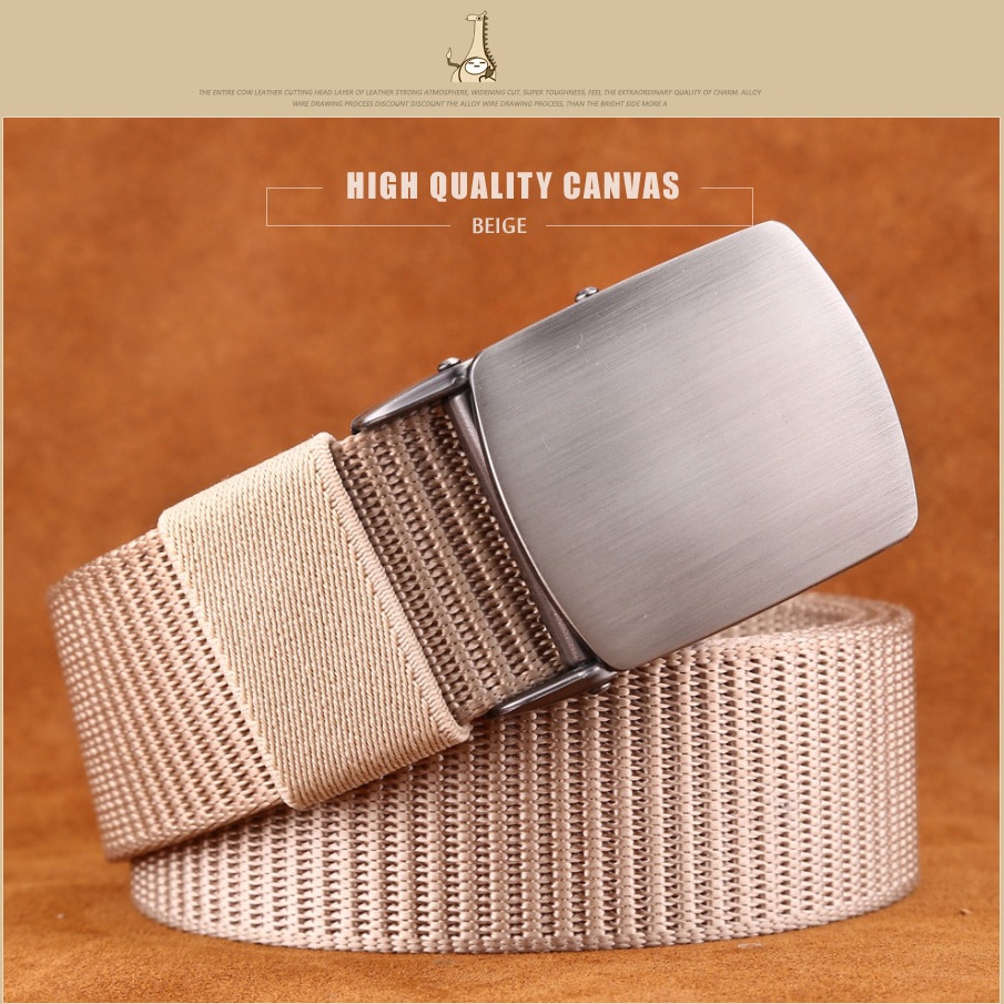 Miluota Tali Ikat Pinggang Pria Canvas Stylish Metal Buckle Belt MU071 COKLAT