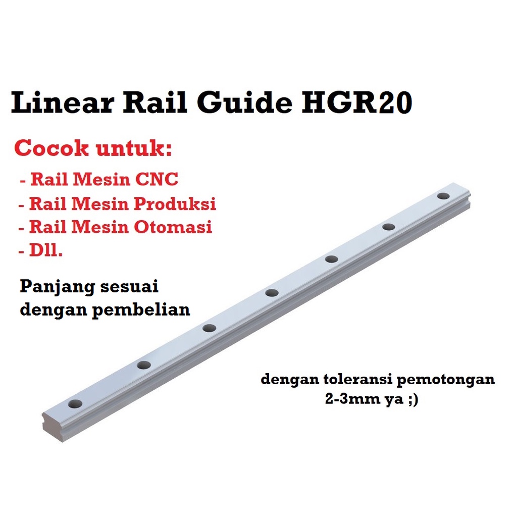 [HAEBOT] Set Rail HGR20 HGR 20 2x300cm Rel Linear Guide Shaft 20mm CNC Laser As Stainless 2 x 300cm Motion Industri Full Triplek Mesin Mekanik Otomasi