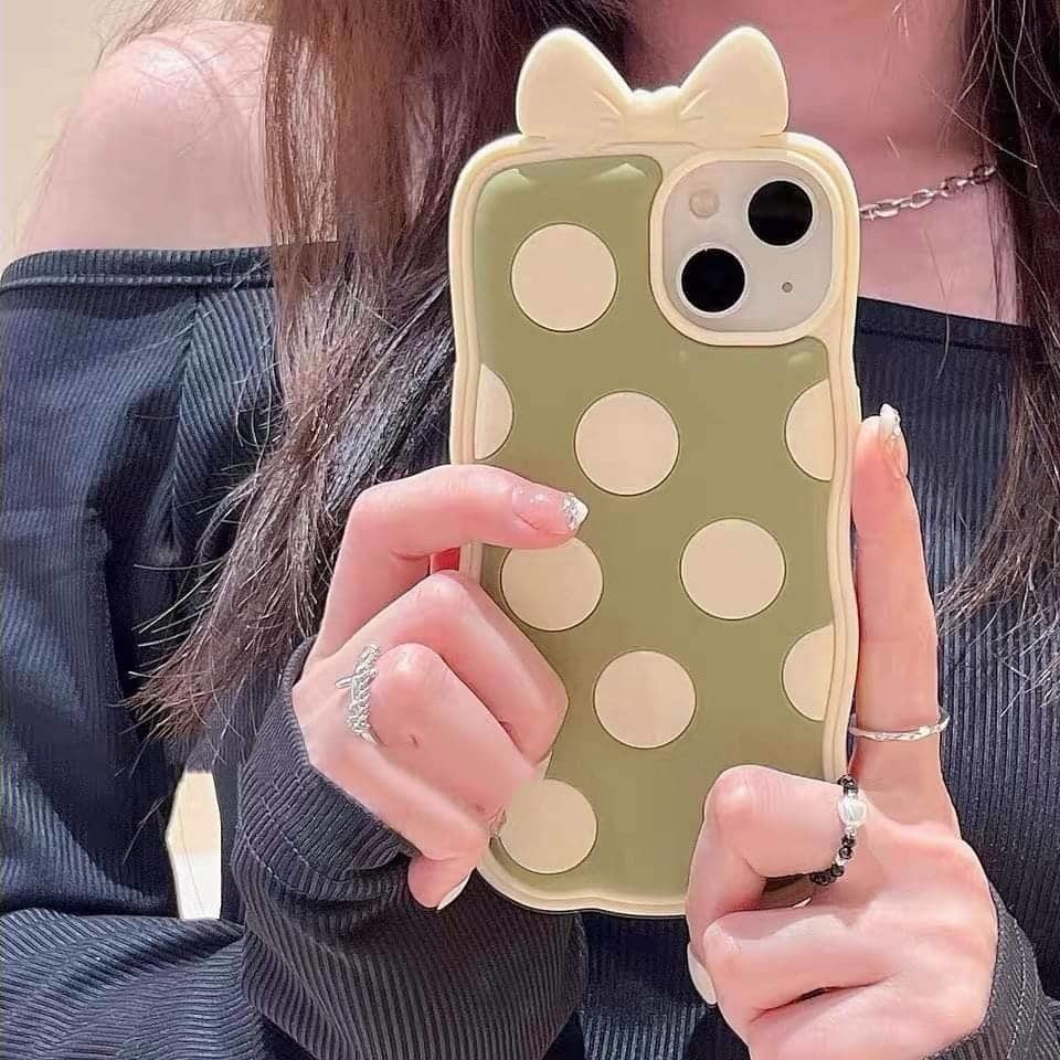 Case Motif Dotted Warna Hijau Army Untuk IPhone 12 13 11 Pro Max X Xs Max Xr