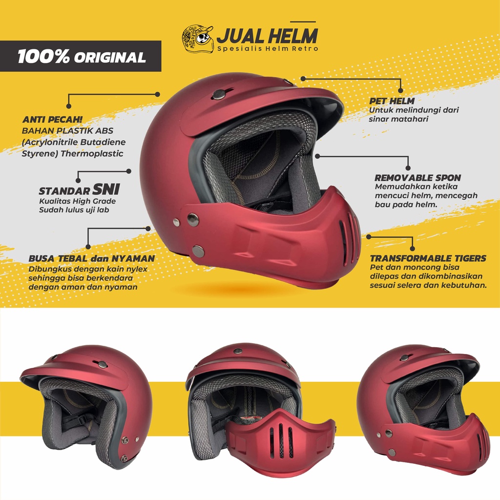 Helm Retro Cakil Modular (Vespa / Klasik / Vintage)