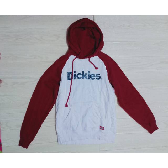 HOODIE SECOND RAGLAN DICKES (MAROON X WHITE)