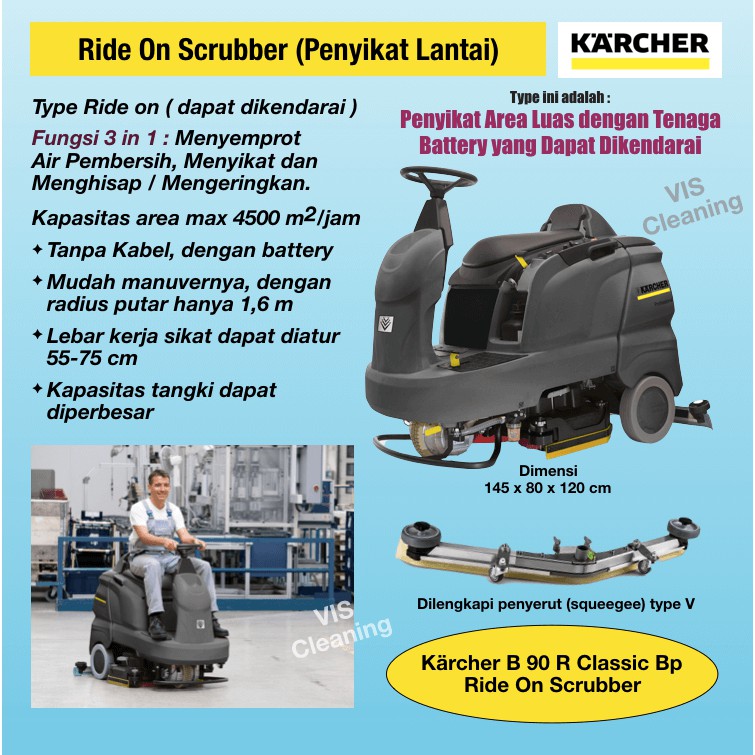 Ride On Scrubber Karcher B 90 R Bp (Penyikat Lantai tenaga Battery)