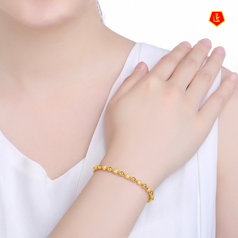 [Ready Stock]Stylish Glossy Frosted Beads Gold Bracelet